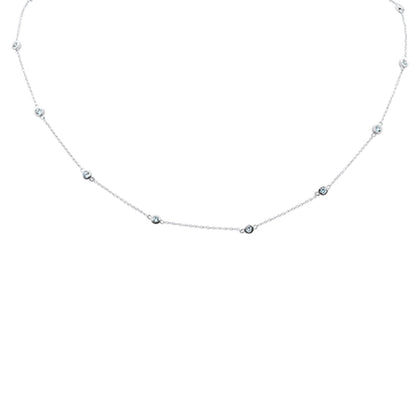 Muse Jewelry .52ct G SI 14K White Gold Aquamarine Gemstone Bezel Necklace 16" + 2" EXT