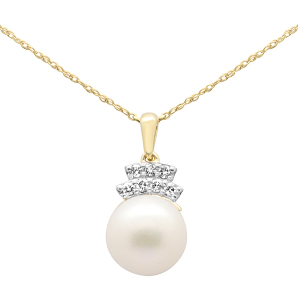 Muse Jewelry 5.21ct G SI 14K Yellow Gold Diamond Pearl Pendant Necklace 18" Long