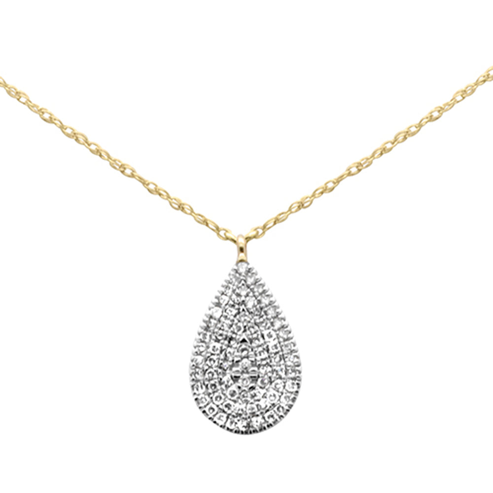 Muse Jewelry .18ct G SI 14K Yellow Gold Diamond Pear Shape Pendant Necklace 18" Long