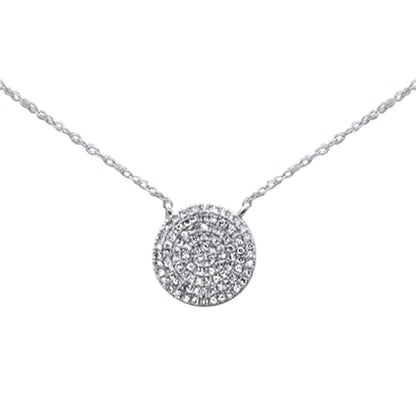 Muse Jewelry .22ct G SI 14K White Gold Diamond Round Pendant Necklace 18"Long