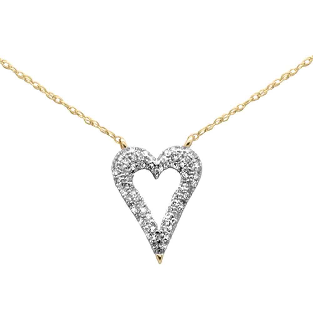 Muse Jewelry .15ct G SI 14K Yellow Gold Diamond Heart Pendant Necklace 18" Long