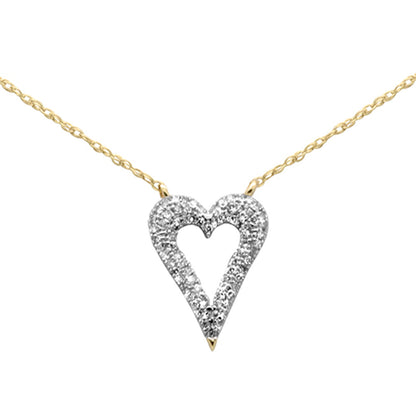 Muse Jewelry .15ct G SI 14K Yellow Gold Diamond Heart Pendant Necklace 18" Long