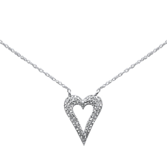 Muse Jewelry .15ct G SI 14K White Gold Diamond Heart Pendant Necklace 18"Long