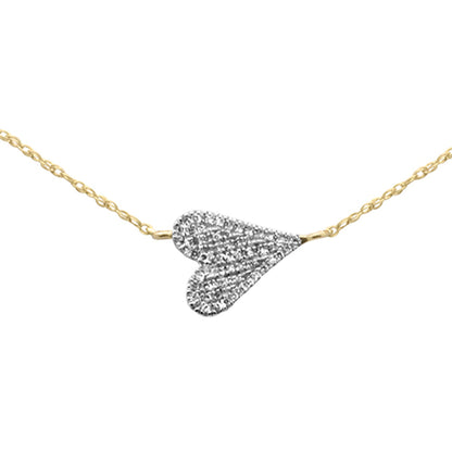 Muse Jewelry .09ct G SI 14K Yellow Gold Diamond Sideways Heart Pendant Necklace 18" Long