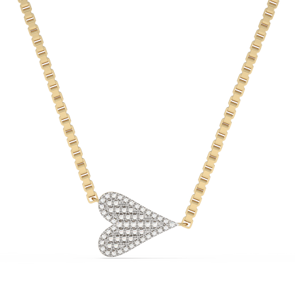 Muse Jewelry .09ct G SI 14K Yellow Gold Diamond Sideways Heart Pendant Necklace 18" Long