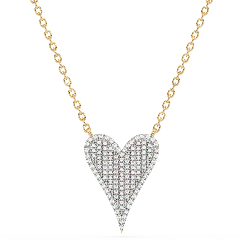 Muse Jewelry .20ct G SI 14K Yellow Gold Diamond Heart Pendant Necklace 18" Long