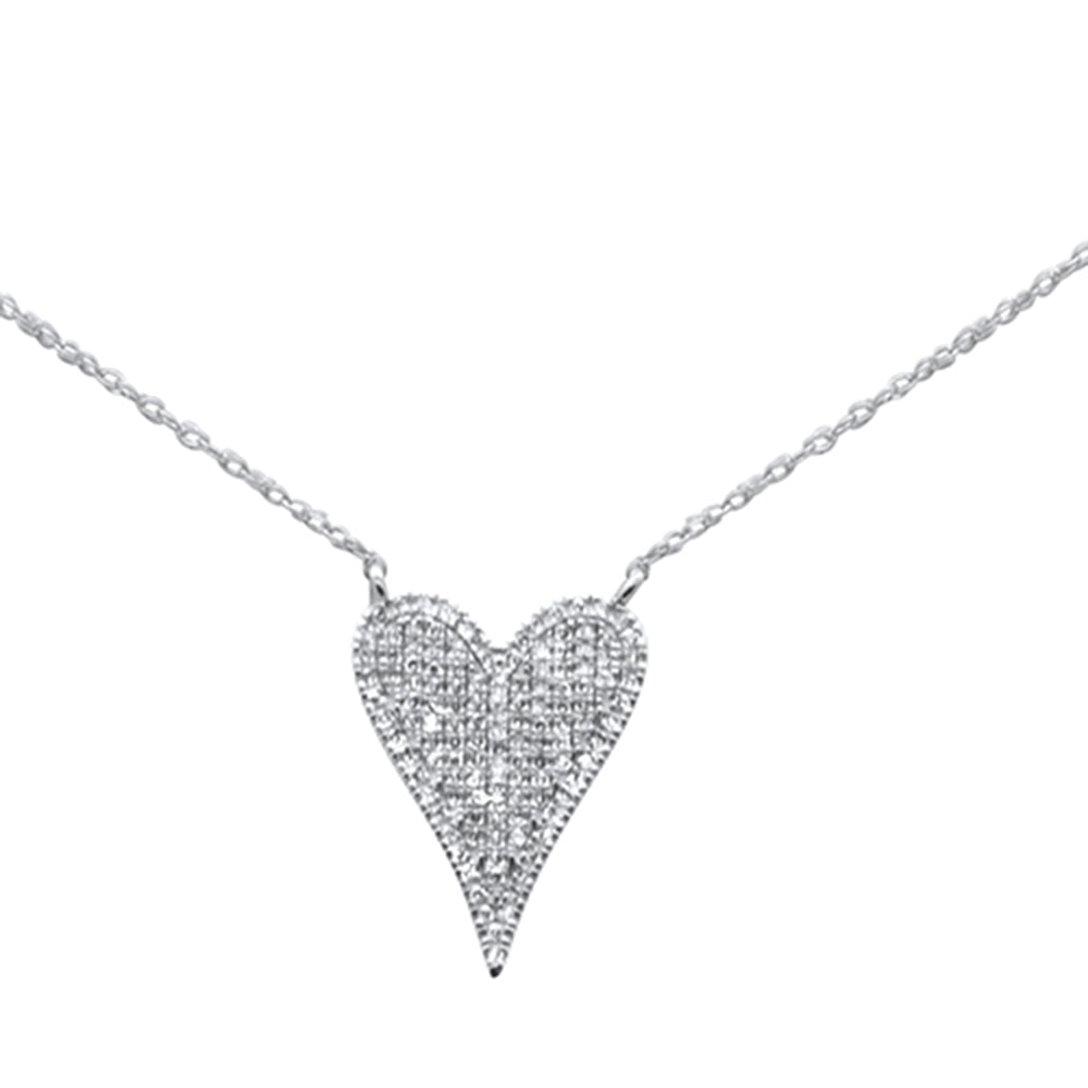 Muse Jewelry .20ct G SI 14K White Gold Diamond Heart Pendant Necklace 18"Long