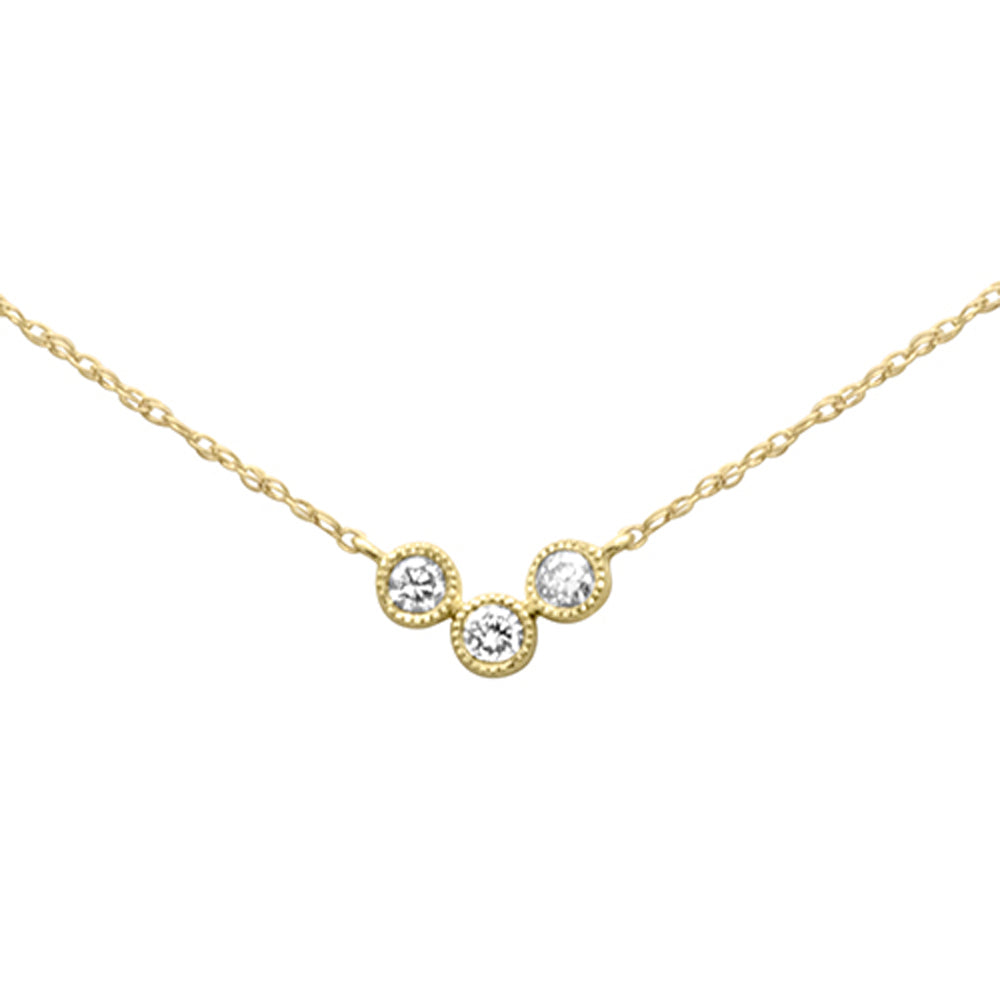 Muse Jewelry .13ct G SI 14K Yellow Gold Diamond Three Stone Pendant Necklace 18" Long