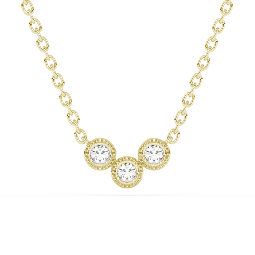 Muse Jewelry .13ct G SI 14K Yellow Gold Diamond Three Stone Pendant Necklace 18" Long