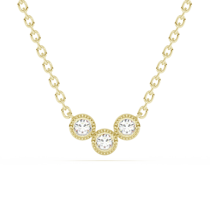 Muse Jewelry .13ct G SI 14K Yellow Gold Diamond Three Stone Pendant Necklace 18" Long