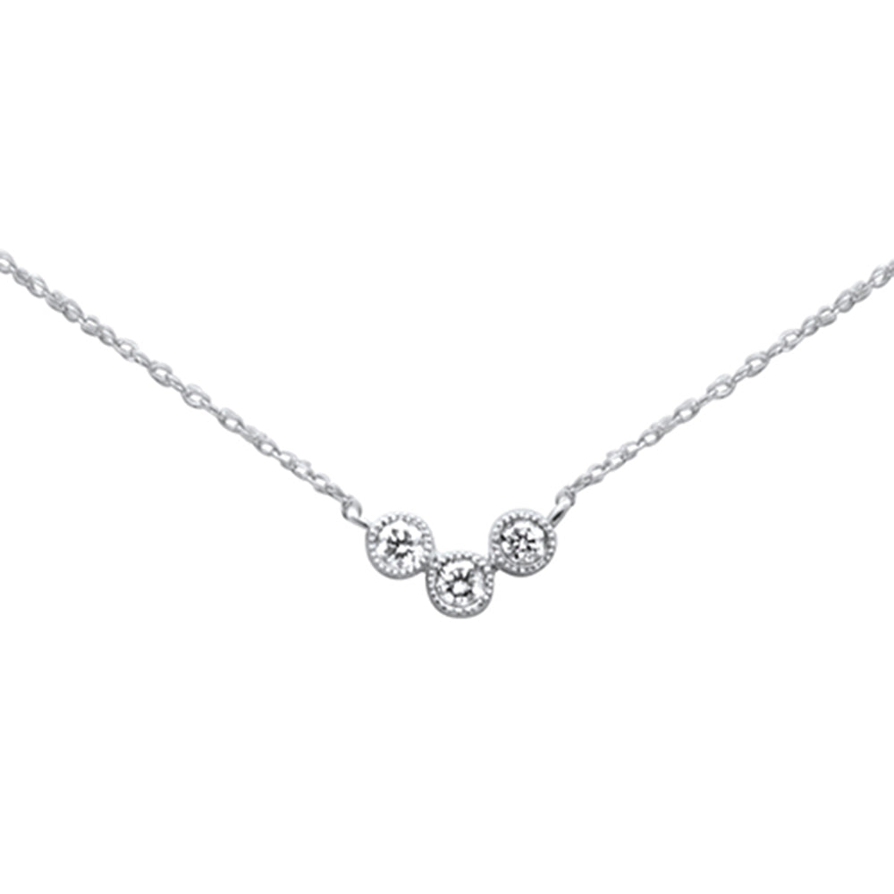 Muse Jewelry .13ct G SI 14K White Gold Diamond Triple Diamond Pendant Necklace 18"Long