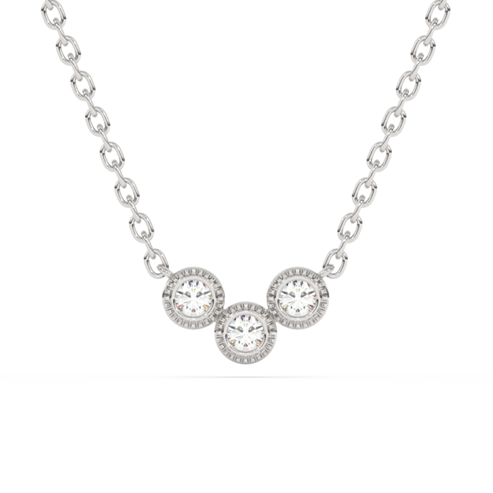 Muse Jewelry .13ct G SI 14K White Gold Diamond Triple Diamond Pendant Necklace 18"Long