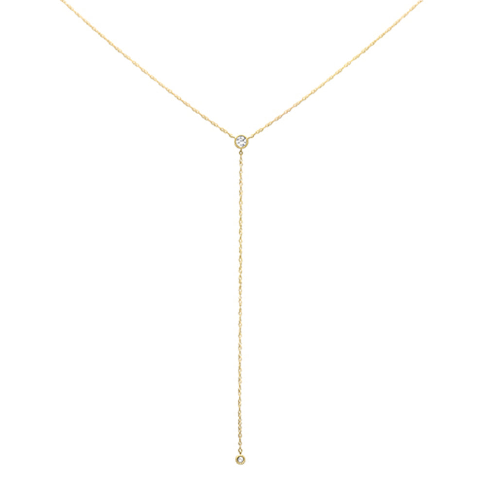 Muse Jewelry .11ct G SI 14K Yellow Gold Diamond Bezel Drop Pendant Necklace 18" Long