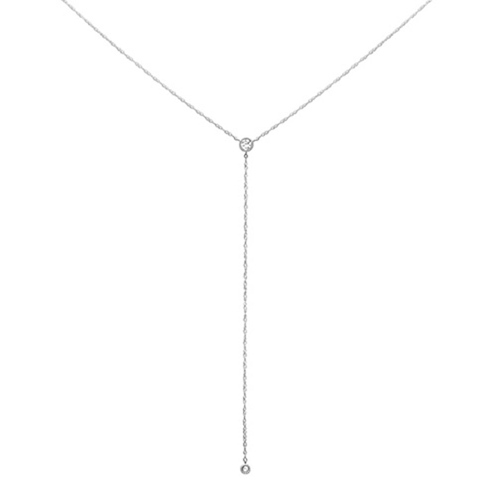 Muse Jewelry .11ct G SI 14K White Gold Diamond Bezel Drop Pendant Necklace 18" Long