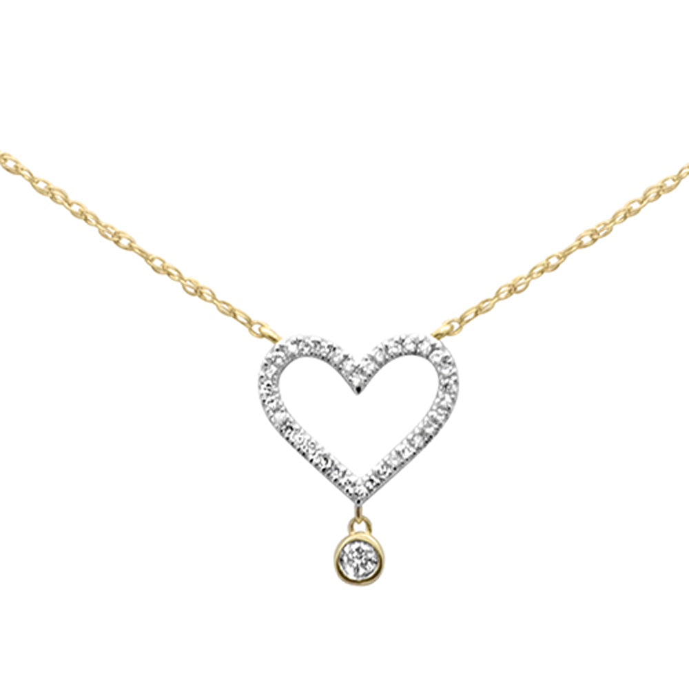 Muse Jewelry .10ct G SI 14K Yellow Gold Diamond Heart Pendant Necklace 18" Long