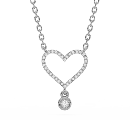 Muse Jewelry .10ct G SI 14K White Gold Diamond Heart Pendant Necklace 18" Long