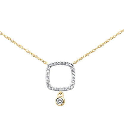 Muse Jewelry .09ct G SI 14K Yellow Gold Diamond Cushion Shape Pendant Necklace 18" Long