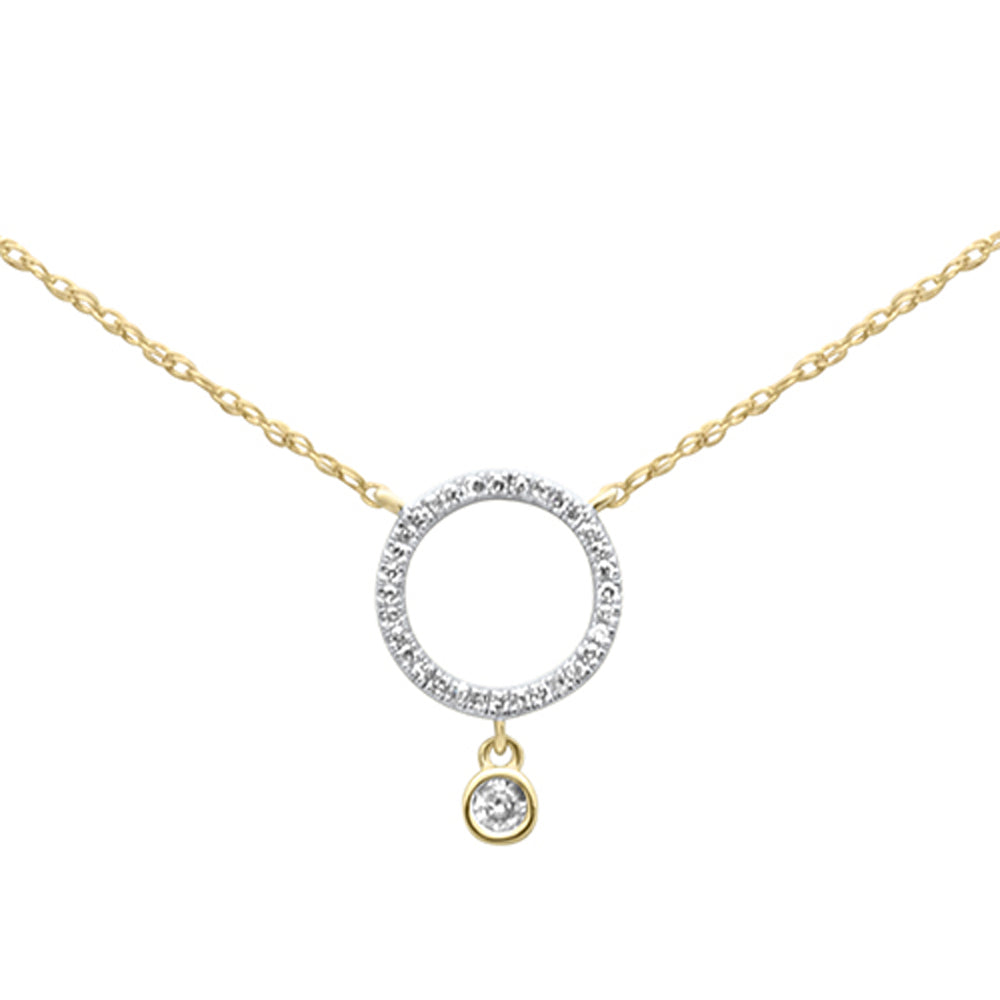 Muse Jewelry .09ct G SI 14K Yellow Gold Diamond Round Pendant Necklace 18" Long