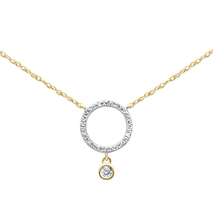 Muse Jewelry .09ct G SI 14K Yellow Gold Diamond Round Pendant Necklace 18" Long