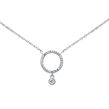 Muse Jewelry .09ct G SI 14K White Gold Diamond Oval Pendant Necklace 18"Long