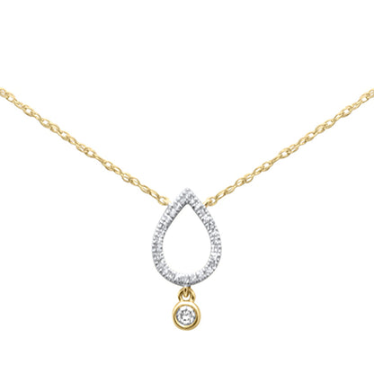 Muse Jewelry .09ct G SI 14K Yellow Gold Diamond Pear Shape Pendant Necklace 18" Long