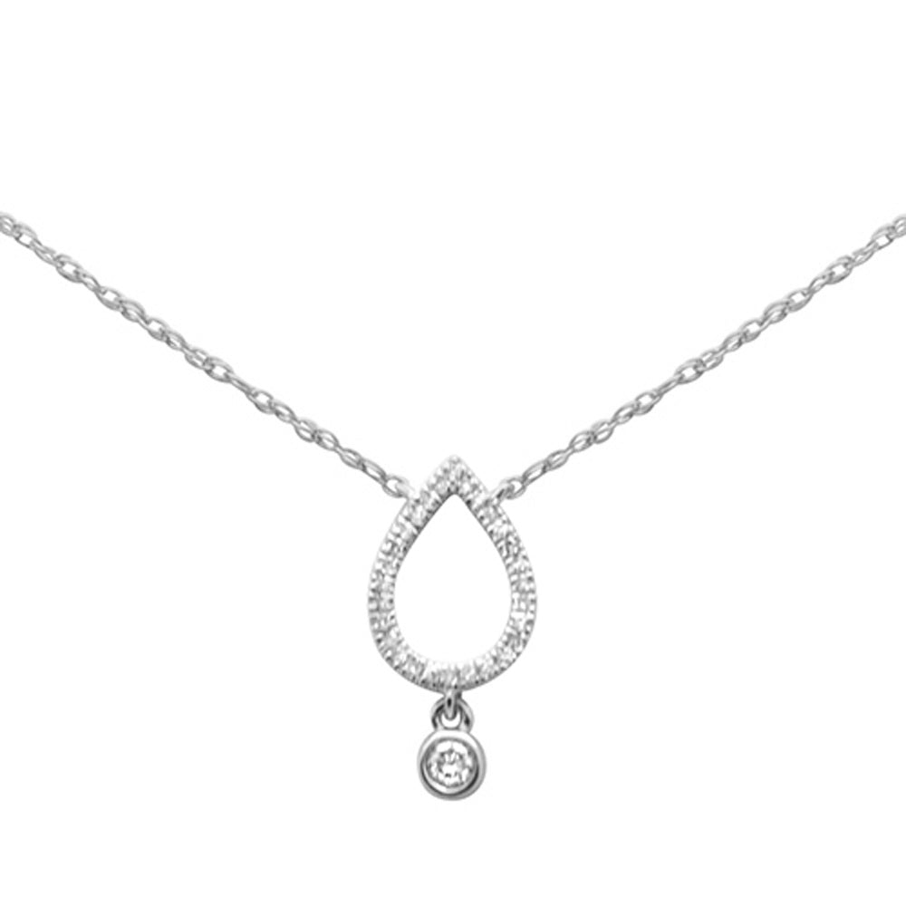 Muse Jewelry .09ct G SI 14K White Gold Diamond Pear Shape Pendant Necklace 18" Long