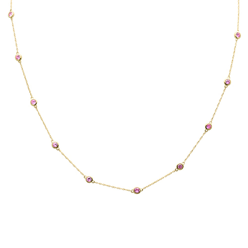 Muse Jewelry 1.35ct G SI 14K Yellow Gold Pink Sapphire Gemstone Pendant Necklace 18" Long