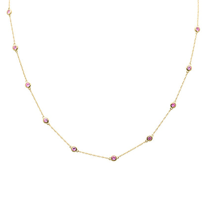 Muse Jewelry 1.35ct G SI 14K Yellow Gold Pink Sapphire Gemstone Pendant Necklace 18" Long