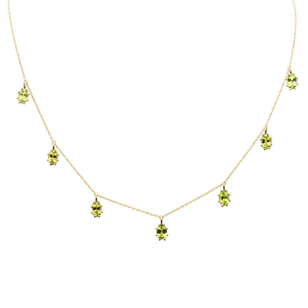 Muse Jewelry 3.80ct G SI 14K Yellow Gold Peridot Gemstone Pendant Necklace 18" Long