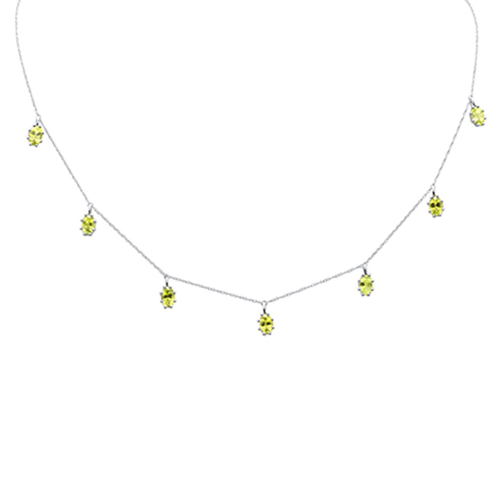 Muse Jewelry 3.80ct 14K White Gold Peridot Gemstone Dangle Pendant Necklace 18"Long