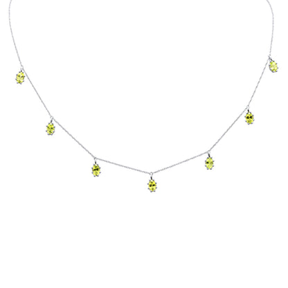 Muse Jewelry 3.80ct 14K White Gold Peridot Gemstone Dangle Pendant Necklace 18"Long