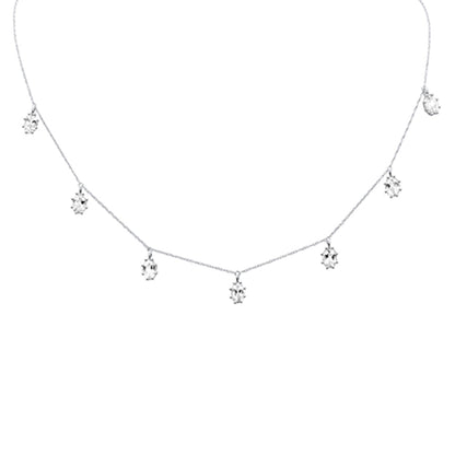 Muse Jewelry 4.25ct G SI 14K White Gold White Topaz Gemstone Dangle Pendant Necklace 18" Long