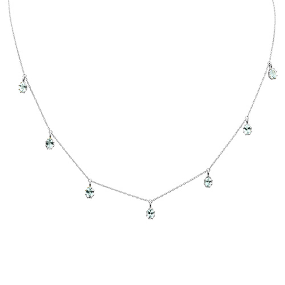 Muse Jewelry 2.97ct G SI 14K White Gold Aquamarine Gemstone Pendant Necklace 18" Long