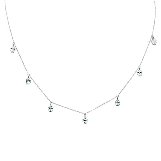 Muse Jewelry 2.97ct G SI 14K White Gold Aquamarine Gemstone Pendant Necklace 18" Long