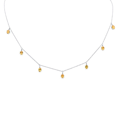 Muse Jewelry 2.22ct 14K White Gold Citrine Gemstone Dangle Pendant Necklace 18"Long