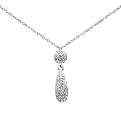 Muse Jewelry .10ct G SI 14K White Gold Diamond Tear Drop Pendant Necklace 18"Long