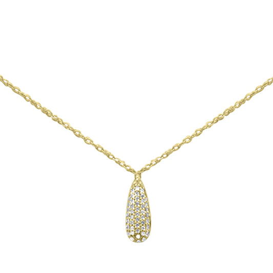 Muse Jewelry .09ct G SI 14K Yellow Gold Diamond Tear Drop Pendant Necklace 18"Long