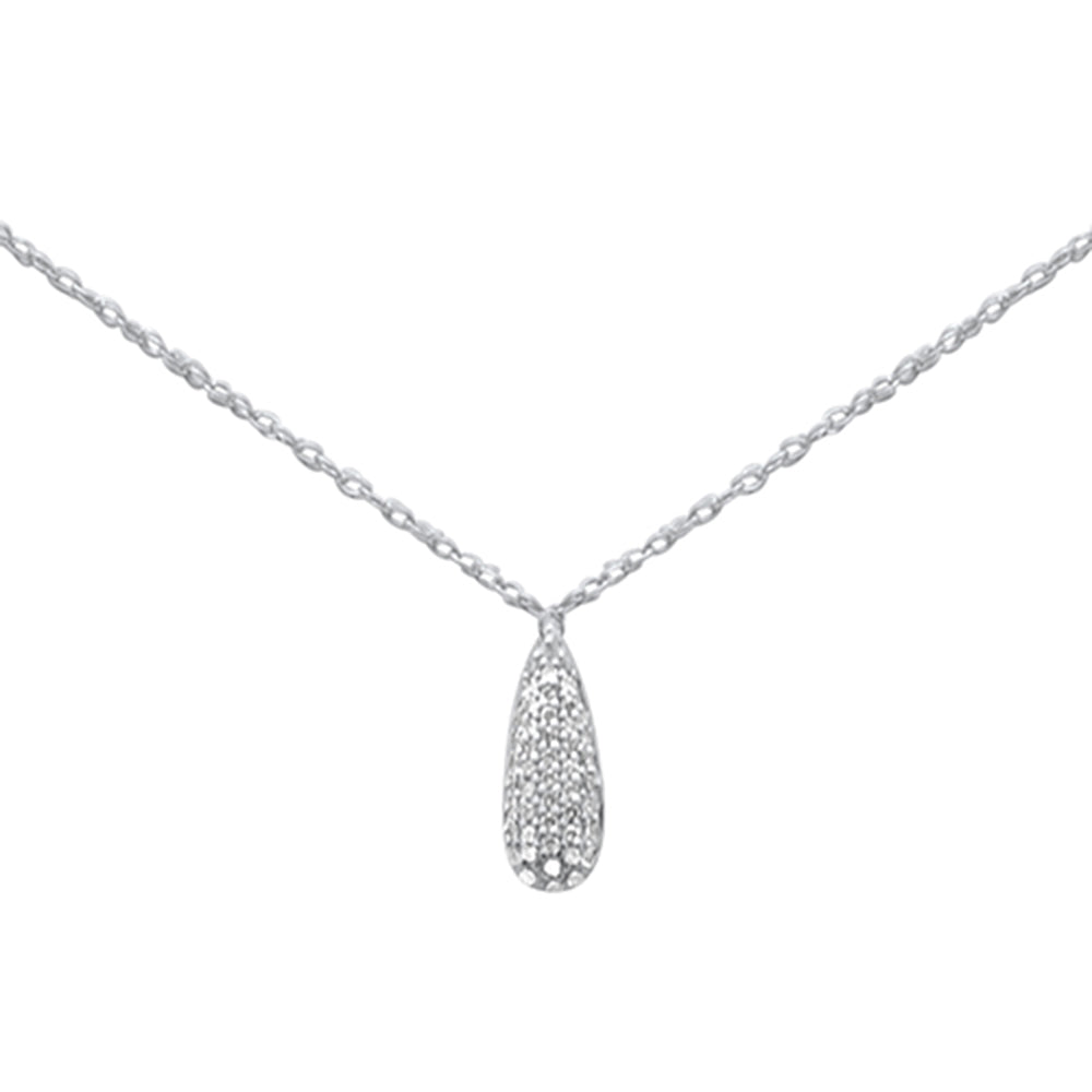 Muse Jewelry .09ct G SI 14K White Gold Diamond Tear Drop Pendant Necklace 18"Long