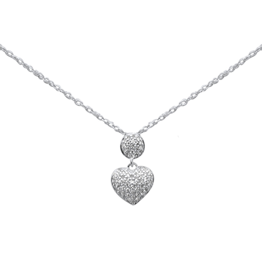 Muse Jewelry .12ct G SI 14K White Gold Diamond Heart Pendant Necklace 18"Long