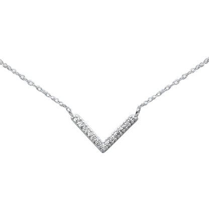 Muse Jewelry .06ct G SI 14K White Gold Diamond V Chevron Shape Pendant Necklace 18"Long