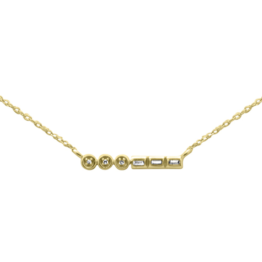 Muse Jewelry .06ct G SI 14K Yellow Gold Round & Baguette Diamond Pendant Necklace 18"Long