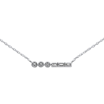 Muse Jewelry .06ct G SI 14K White Gold Diamond Round & Baguette Pendant Necklace 18"Long