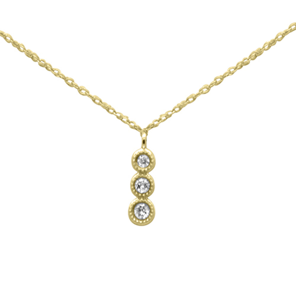 Muse Jewelry .09ct G SI 14K Yellow Gold Three Diamond Drop Pendant Necklace 18"Long