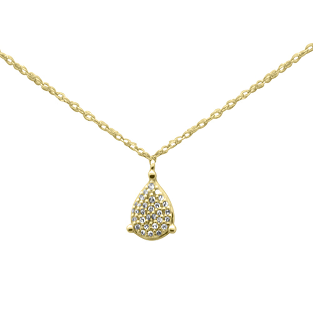 Muse Jewelry .06ct G SI 14K Yellow Gold Diamond Tear Drop Pendant Necklace 18"Long