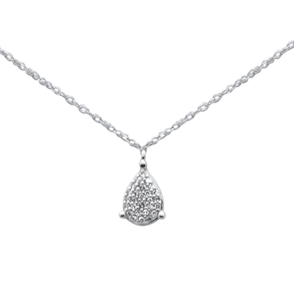 Muse Jewelry .06ct G SI 14K White Gold Diamond Rain Drop Pendant Necklace 18"Long