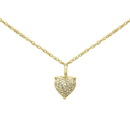 Muse Jewelry .06ct G SI 14K Yellow Gold Diamond Heart Pendant Necklace 18"Long