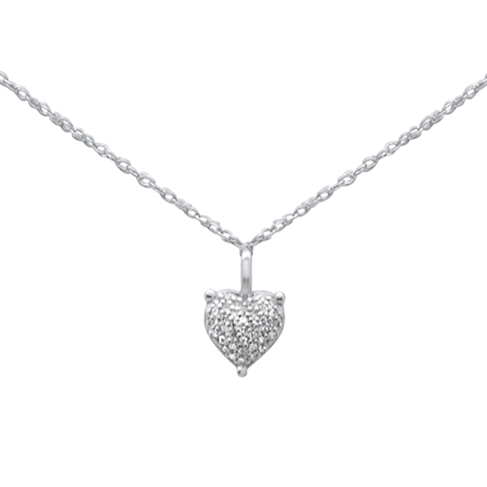 Muse Jewelry .06ct G SI 14K White Gold Diamond Heart Pendant Necklace 18"Long