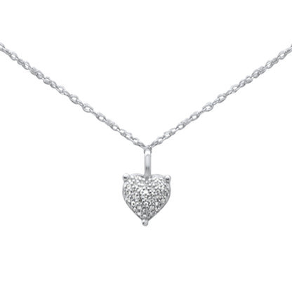 Muse Jewelry .06ct G SI 14K White Gold Diamond Heart Pendant Necklace 18"Long