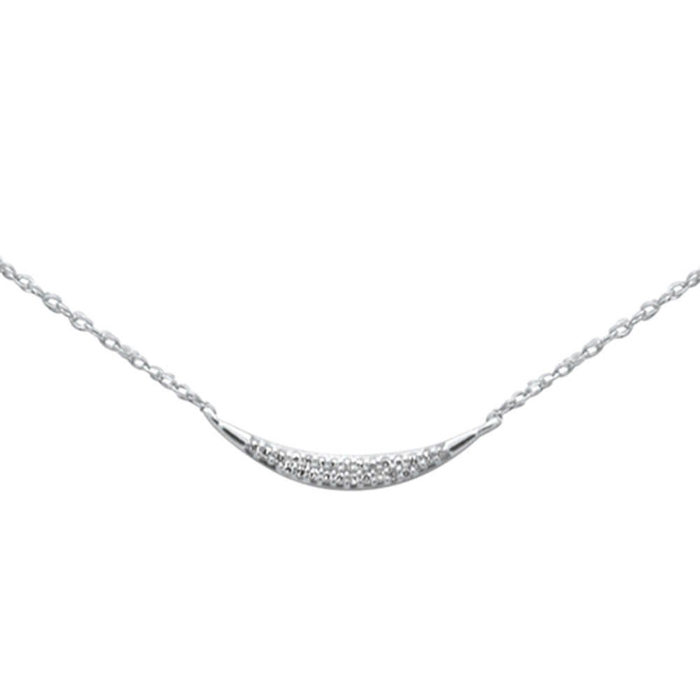 Muse Jewelry .04ct G SI 14K White Gold Diamond Cresent Pendant Necklace 18"Long