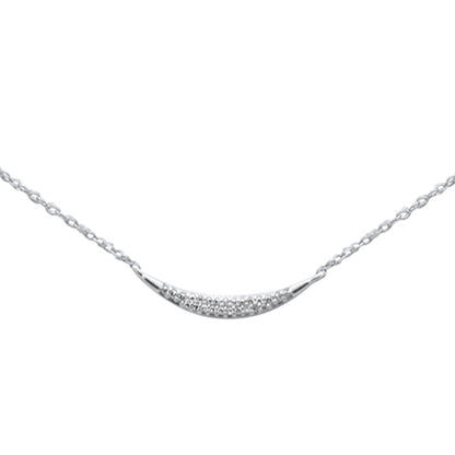 Muse Jewelry .04ct G SI 14K White Gold Diamond Cresent Pendant Necklace 18"Long